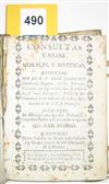 (PUEBLA--1728.) Segura, Francisco Ildephonso. Consultas varias, morales y mysticas.